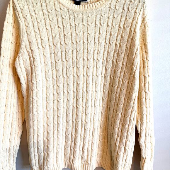 Karen Scott Womens Large Off-White Cable Knit Sweater Preppy Old Money Classic - Picture 3 of 11